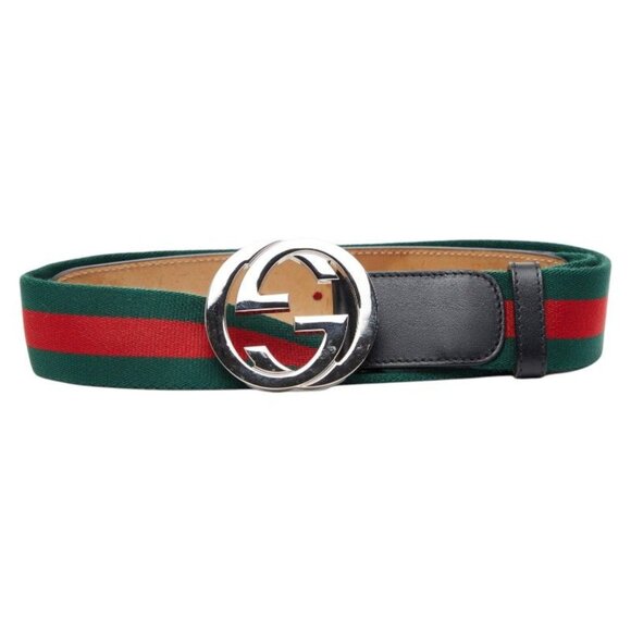 Gucci Belt 34 Multicolor Black Canvas Leather